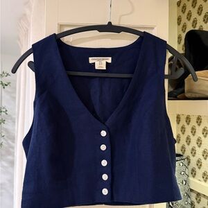 Christian Siriano Navy Blue Crop Top